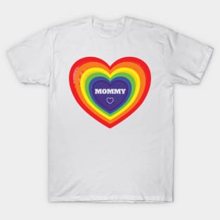 Womens Gay Lesbian Mommy LGBTQ Rainbow Hearts Pride T-Shirt